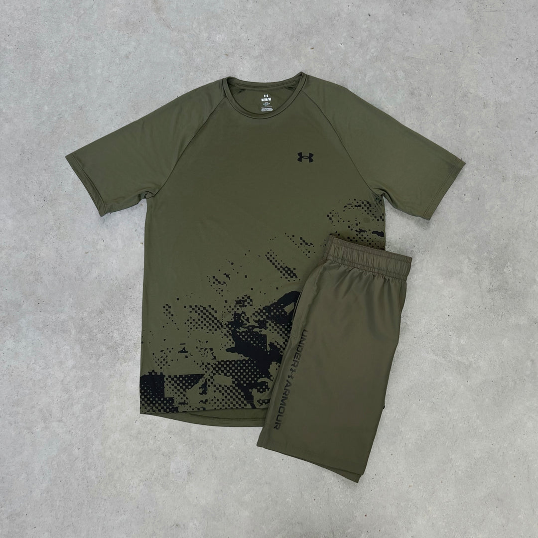 Under Armour Tech Wordmark Short Set Khaki