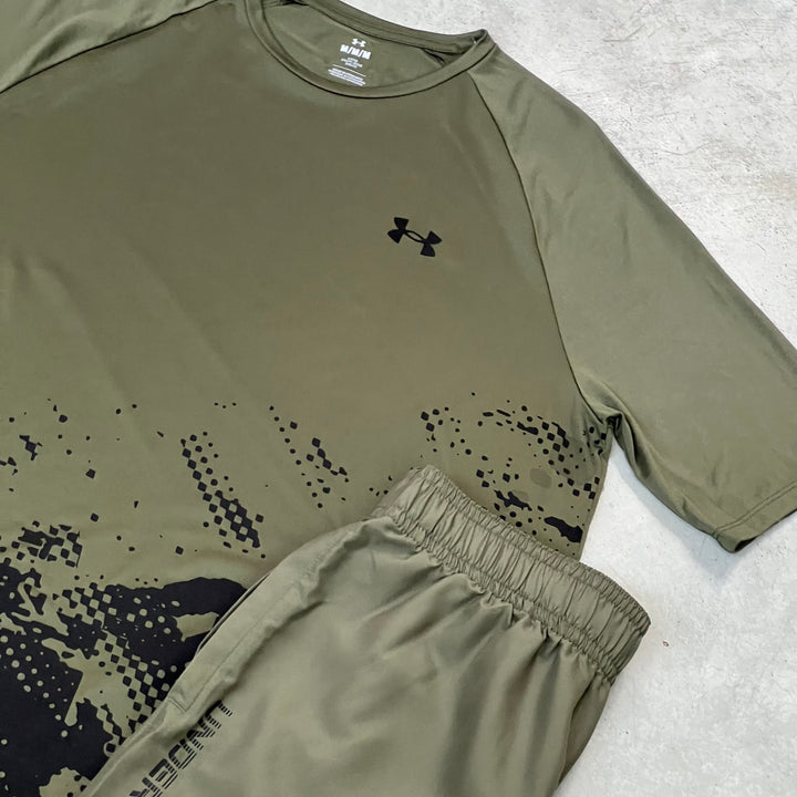 Under Armour Tech Wordmark Short Set Khaki