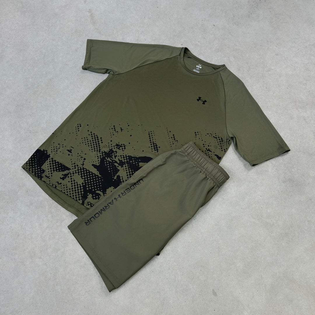 Under Armour Tech Wordmark Short Set Khaki