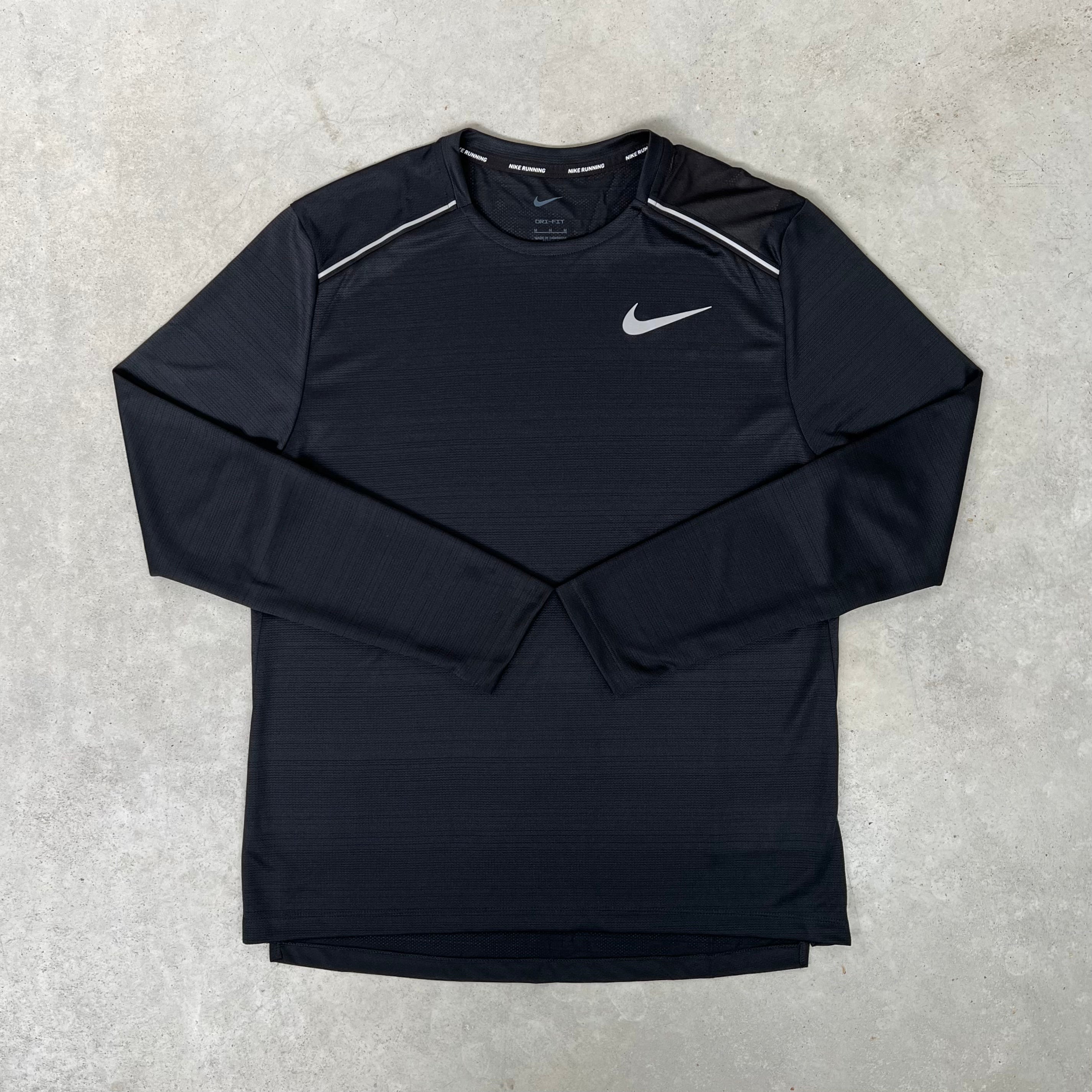 Nike Miler Long Sleeve T Shirt Black