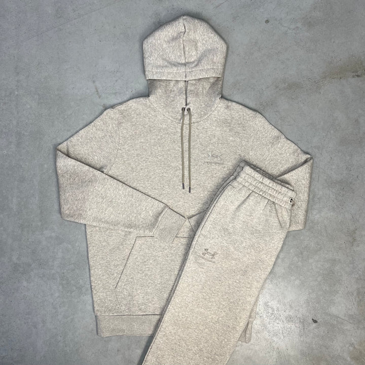 Under Armour Essential Fleece Hoodie Tracksuit Beige