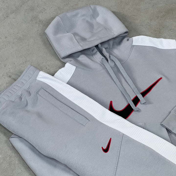 Nike Fleece Hoodie Tracksuit Grey White