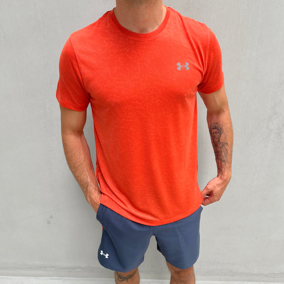 Under Armour Launch Short Set Orange Downpour Gray