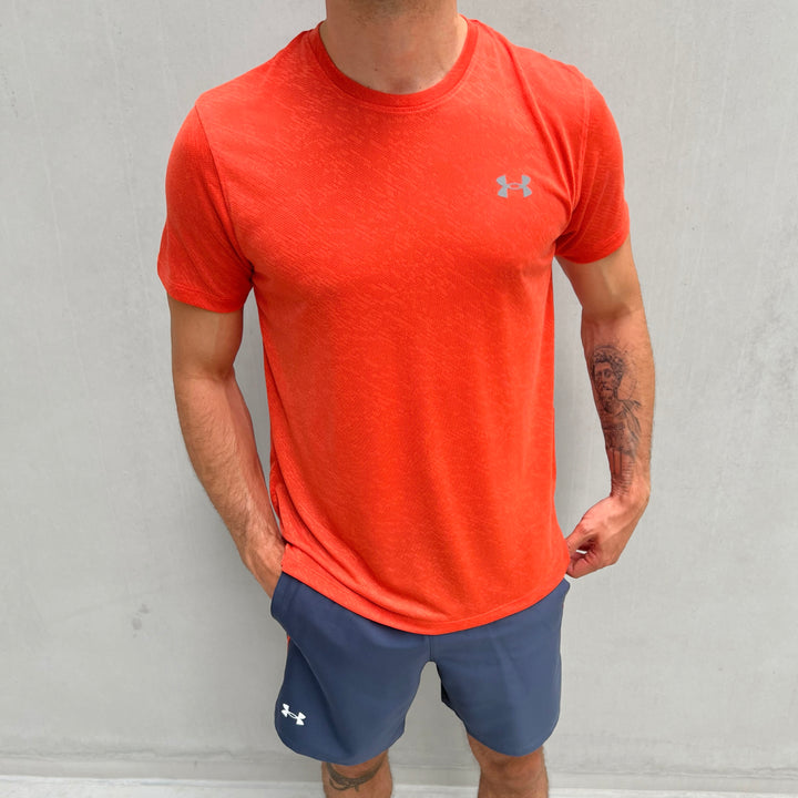 Under Armour Launch Short Set Orange Downpour Gray