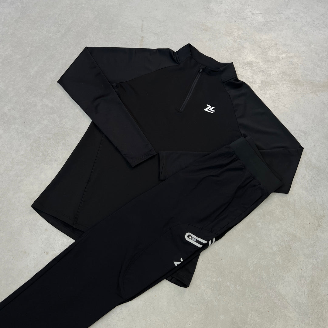 24Motions Half-Zip Cargo Tracksuit Black