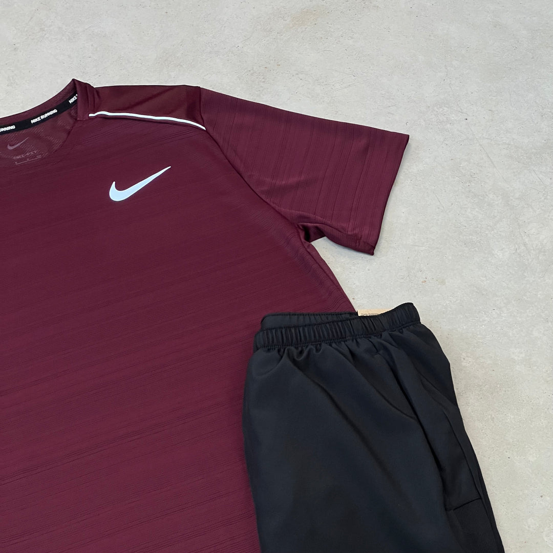 Nike Miler Short Set Bordeaux Black