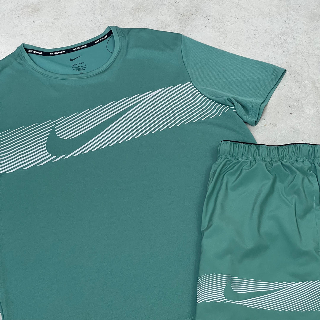 Nike Miler Flash Reflective Short Set Petrol