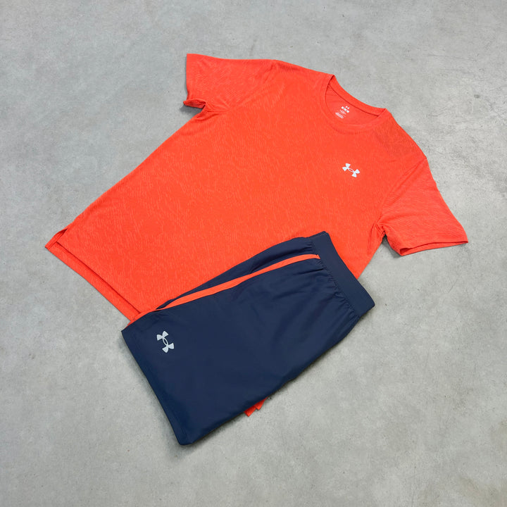 Under Armour Launch Short Set Orange Downpour Gray