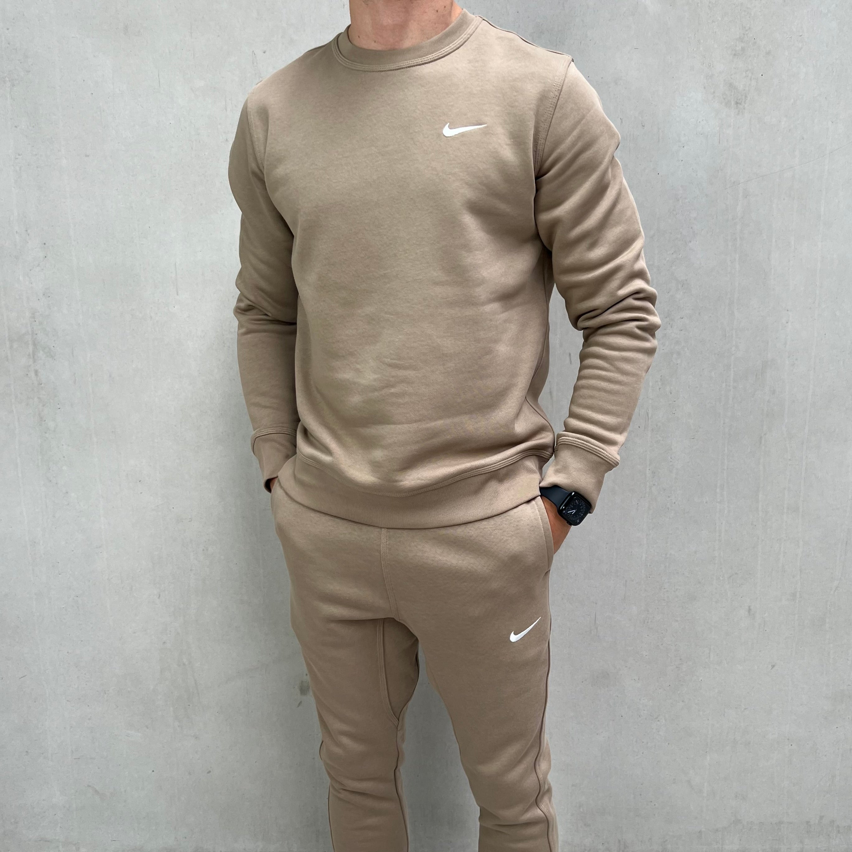 Beige nike tracksuit hotsell