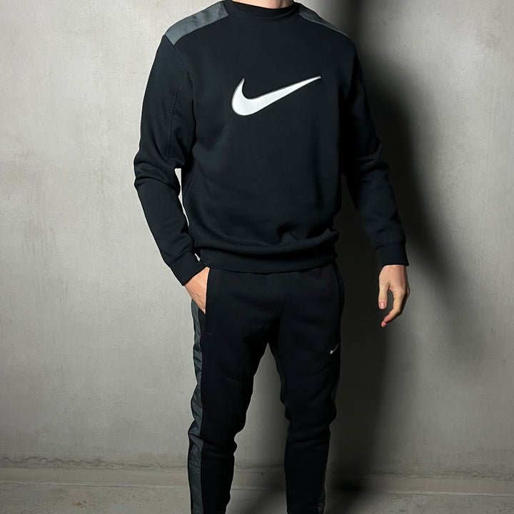 Nike Fleece Logo Tracksuit Black Grey