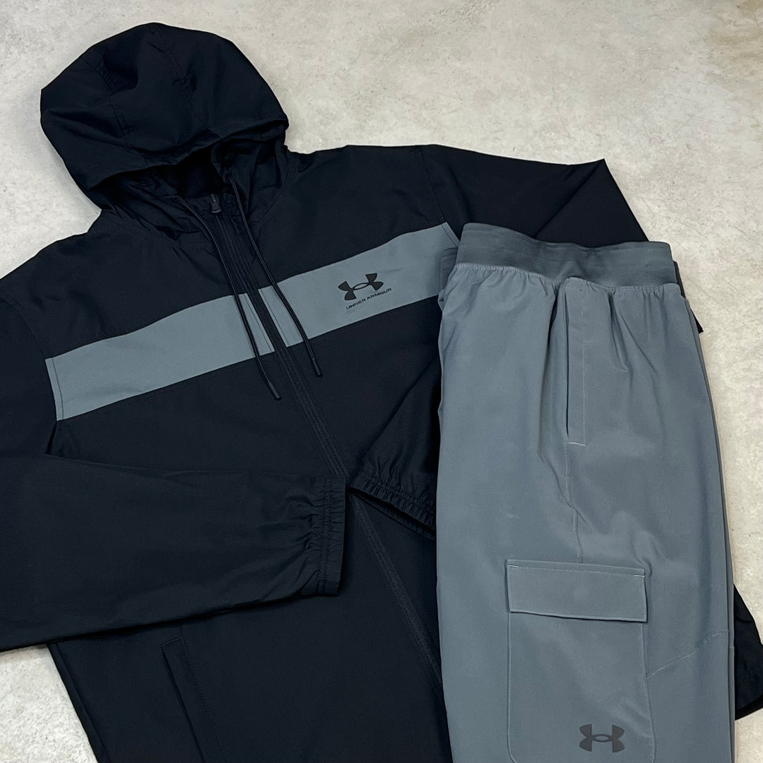 Under Armour Windbreaker Cargo Tracksuit Black Grey