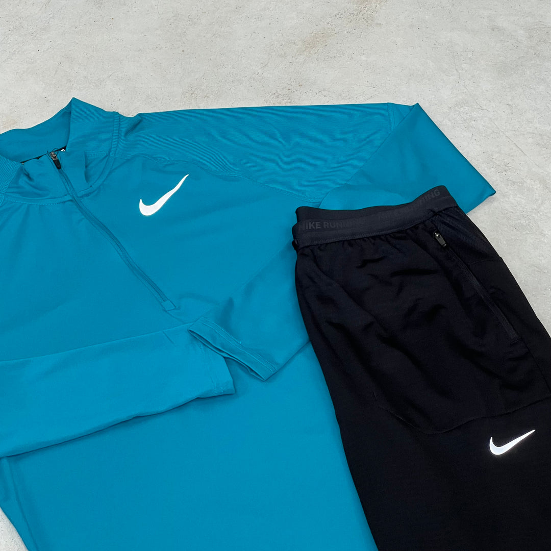 Nike Running Half-Zip Set Black Petrol Green