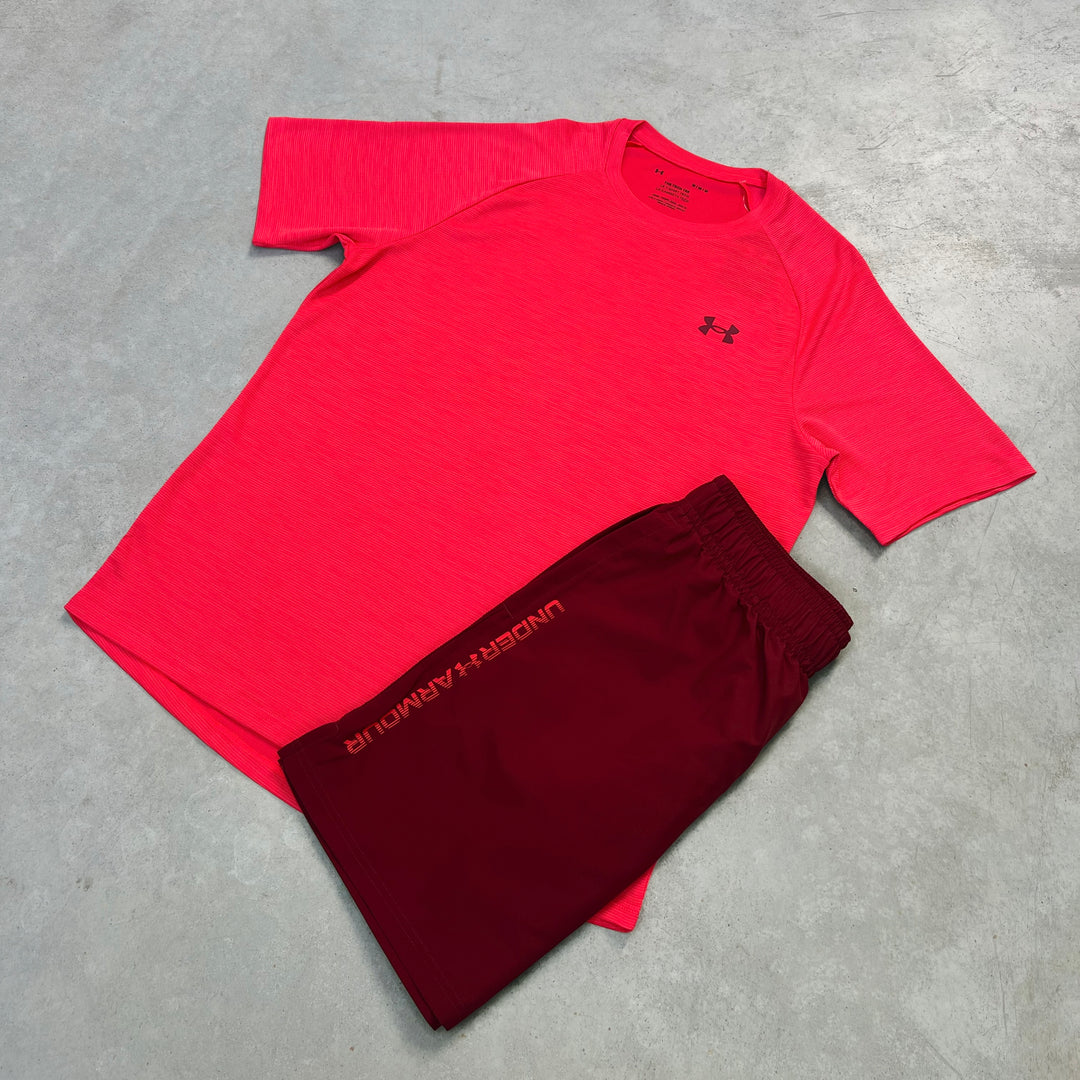 Under Armour Wordmark Short Set Burgundy Rushed Red