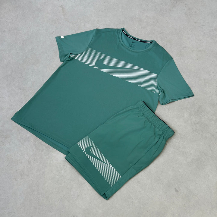 Nike Miler Flash Reflective Short Set Petrol