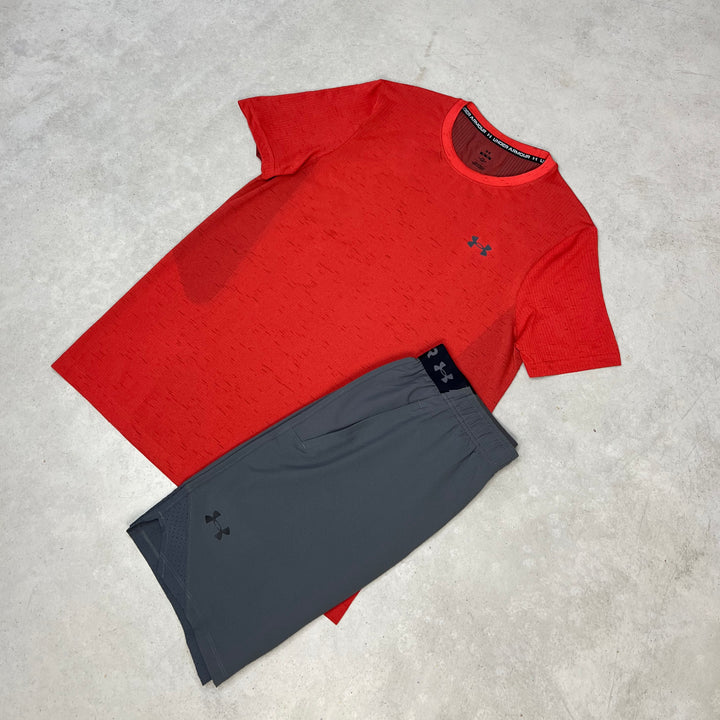 Under Armour Seamless Short Set Red Grey