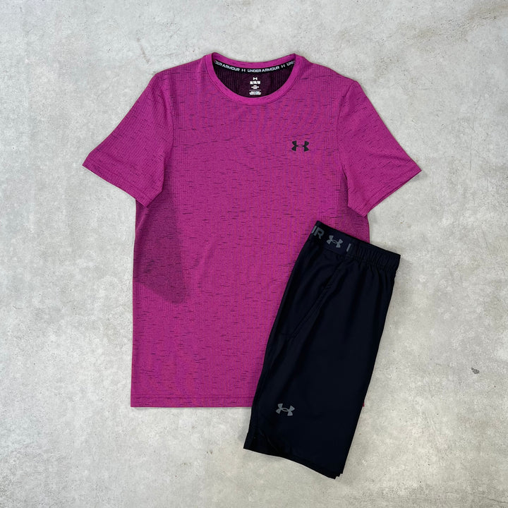 Under Armour Seamless Short Set Black Pink