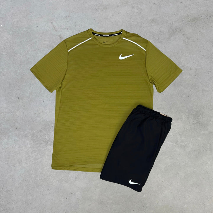 Nike Miler Short Set Khaki Green Black