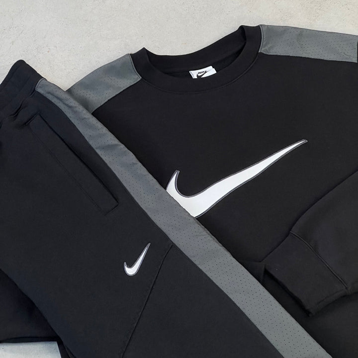 Nike Fleece Logo Tracksuit Black Grey