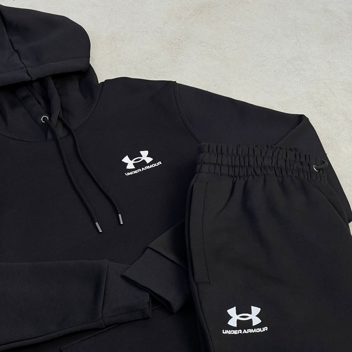 Under Armour Essential Fleece Hoodie Tracksuit Black