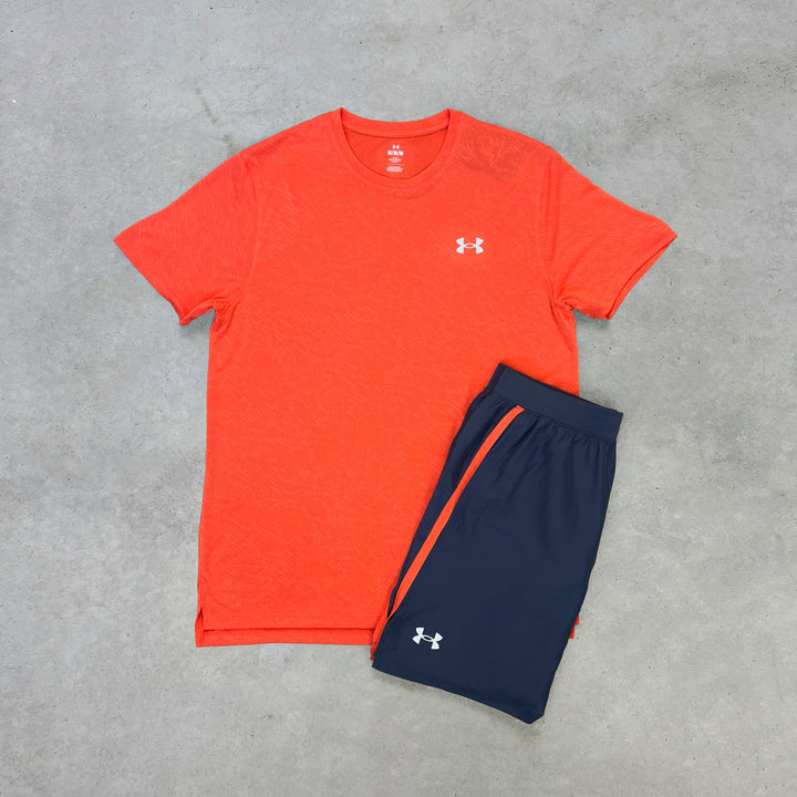 Under Armour Launch Short Set Orange Downpour Gray