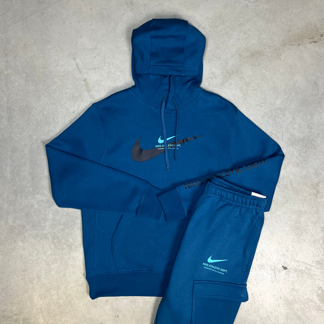 Nike Fleece Hoodie Cargo Tracksuit Blue