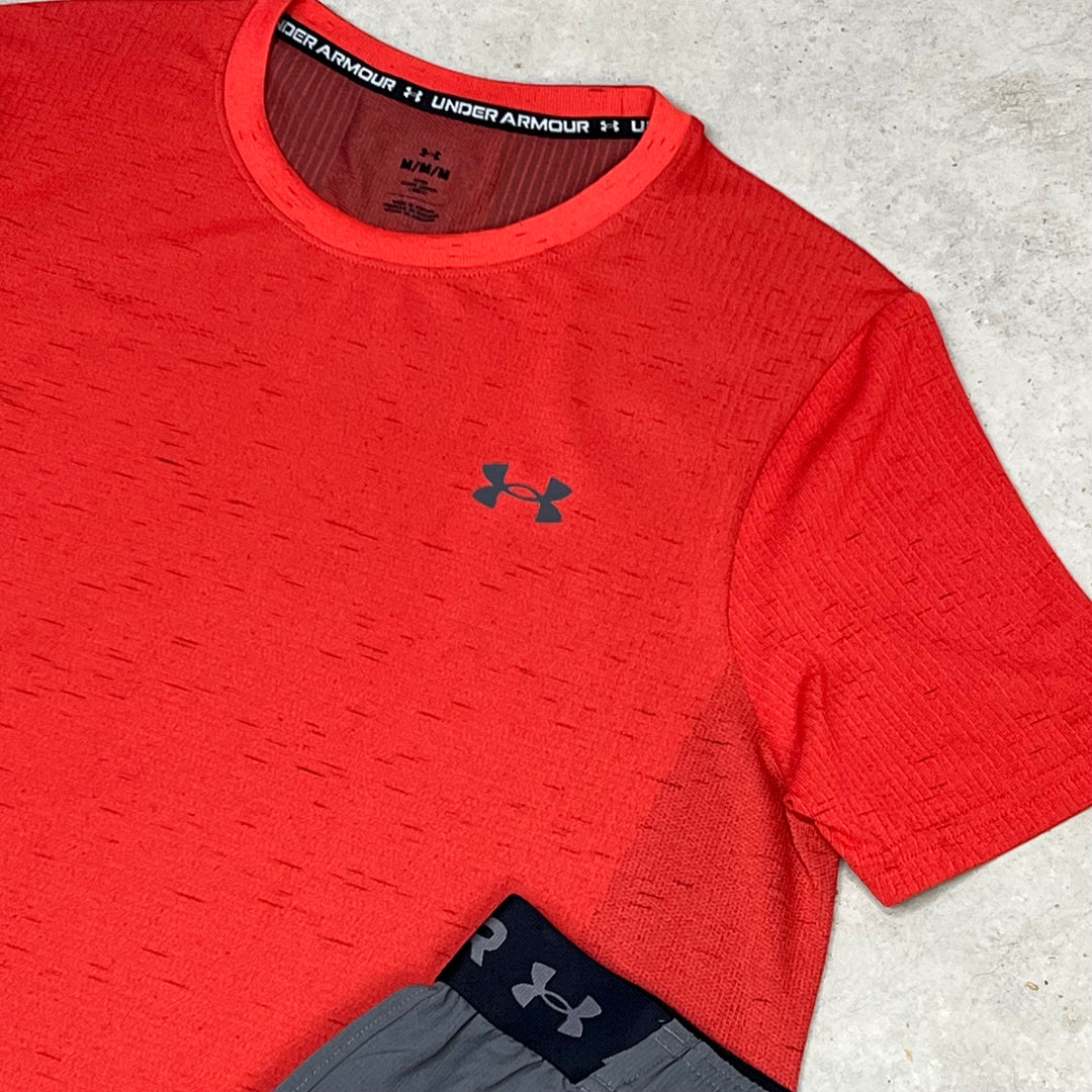 Under Armour Seamless Short Set Red Grey