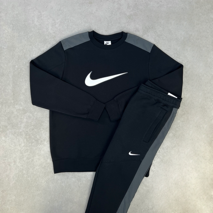 Nike Fleece Logo Tracksuit Black Grey