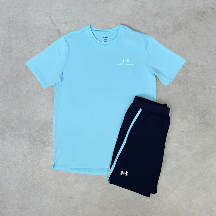 Under Armour Launch Elite Short Set Navy Light Blue