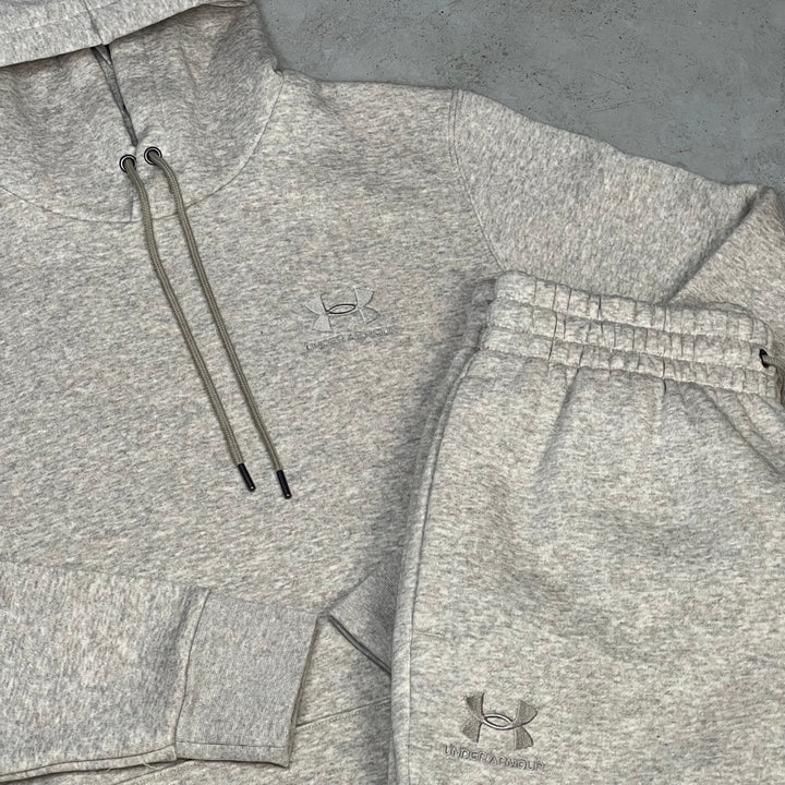 Under Armour Essential Fleece Hoodie Tracksuit Beige