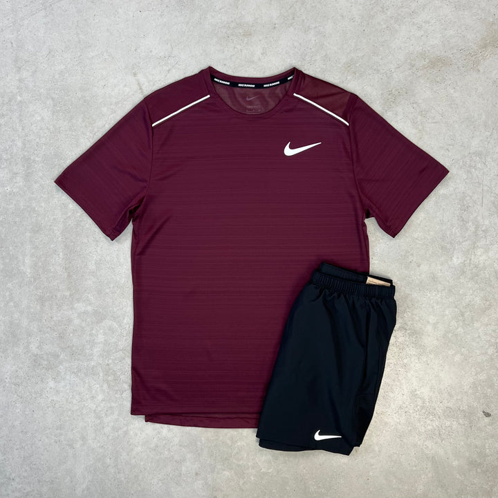 Nike Miler Short Set Bordeaux Black