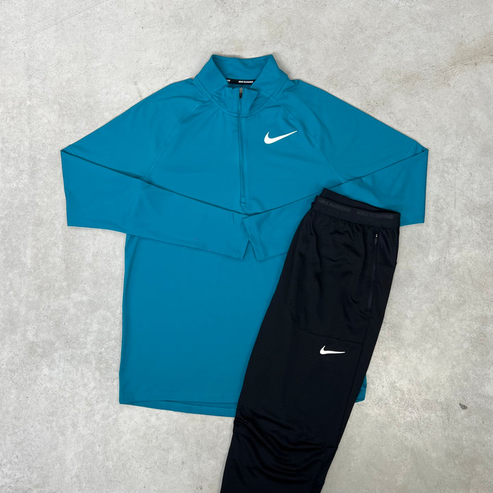 Nike Running Half-Zip Set Black Petrol Green