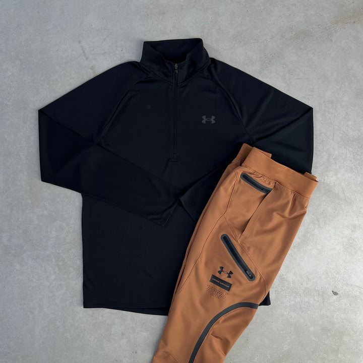 Under Armour Half-Zip Cargo Tracksuit Black Brown