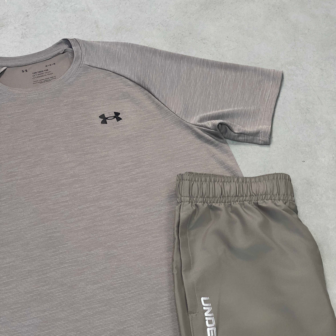 Under Armour Tech Wordmark Short Set Brown
