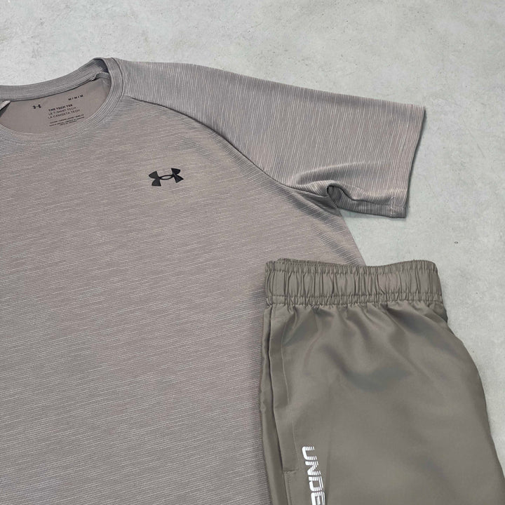 Under Armour Tech Wordmark Short Set Brown