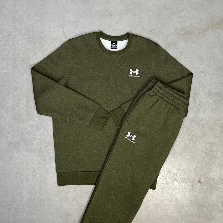 Under Armour Essential Fleece Tracksuit Khaki