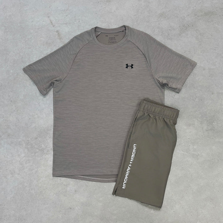 Under Armour Tech Wordmark Short Set Brown