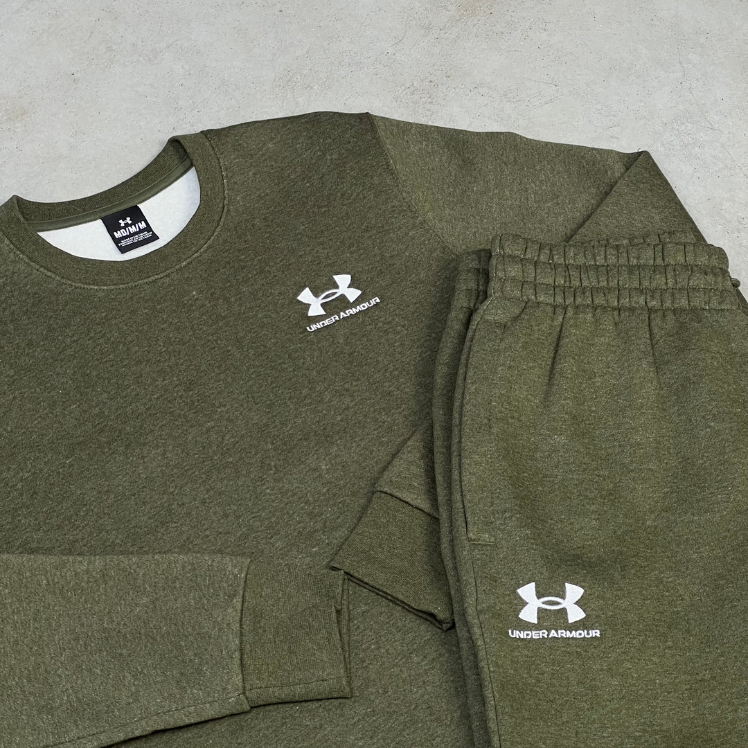 Under Armour Essential Fleece Tracksuit Khaki