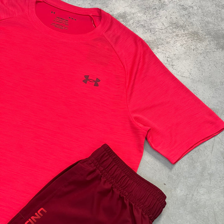 Under Armour Wordmark Short Set Burgundy Rushed Red