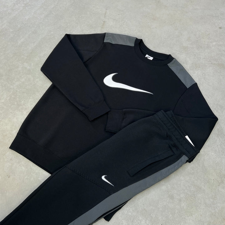 Nike Fleece Logo Tracksuit Black Grey