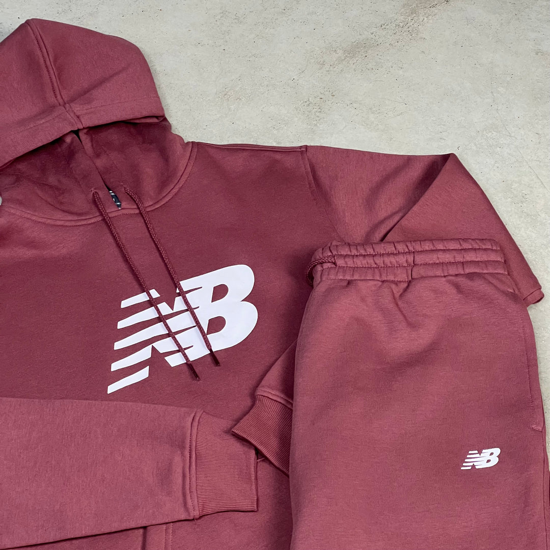 New Balance Fleece Hoodie Tracksuit Red