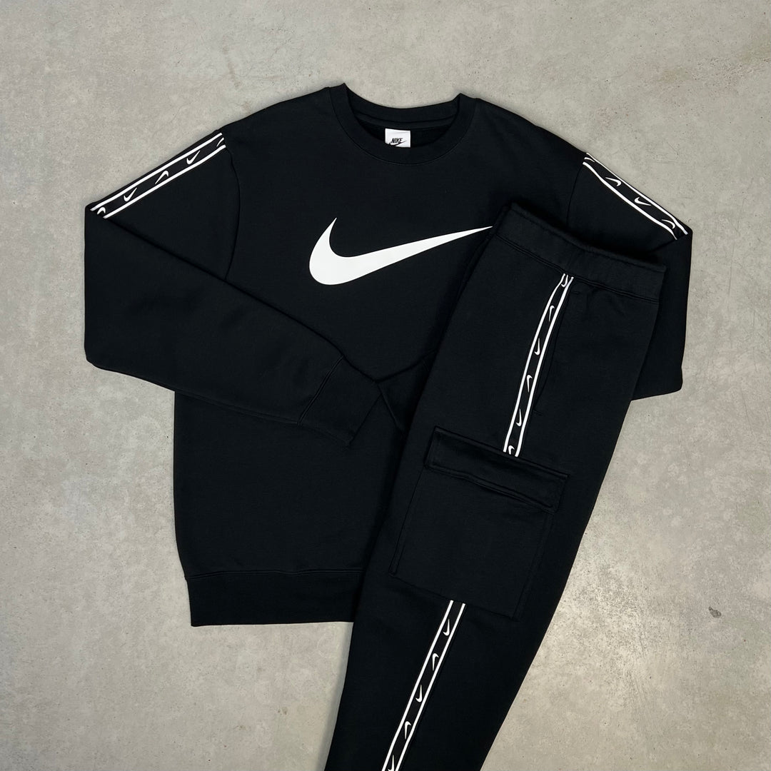 Nike tape tracksuit black clearance