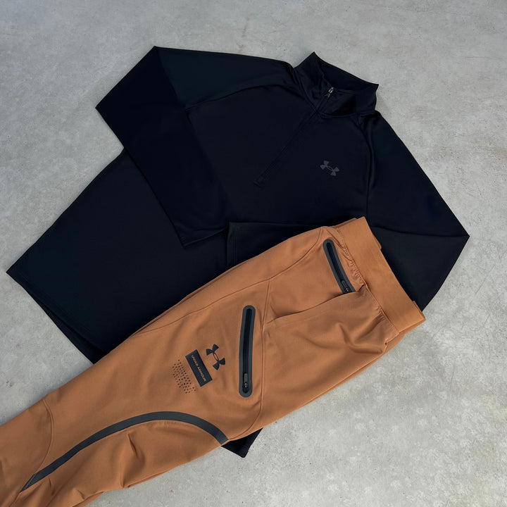 Under Armour Half-Zip Cargo Tracksuit Black Brown