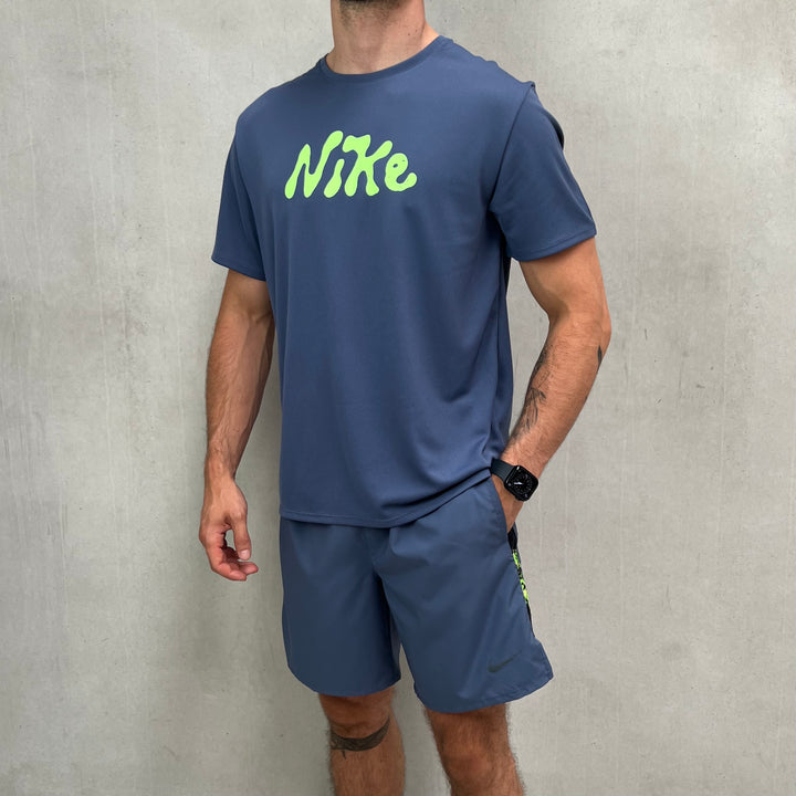 Nike Miler Short Set Diffused Blue Lime