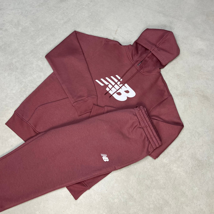 New Balance Fleece Hoodie Tracksuit Red