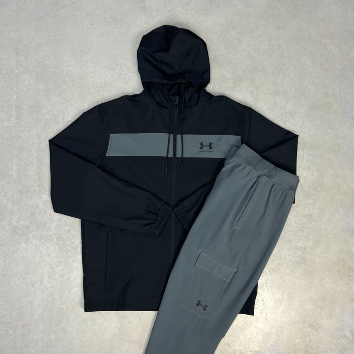 Under Armour Windbreaker Cargo Tracksuit Black Grey