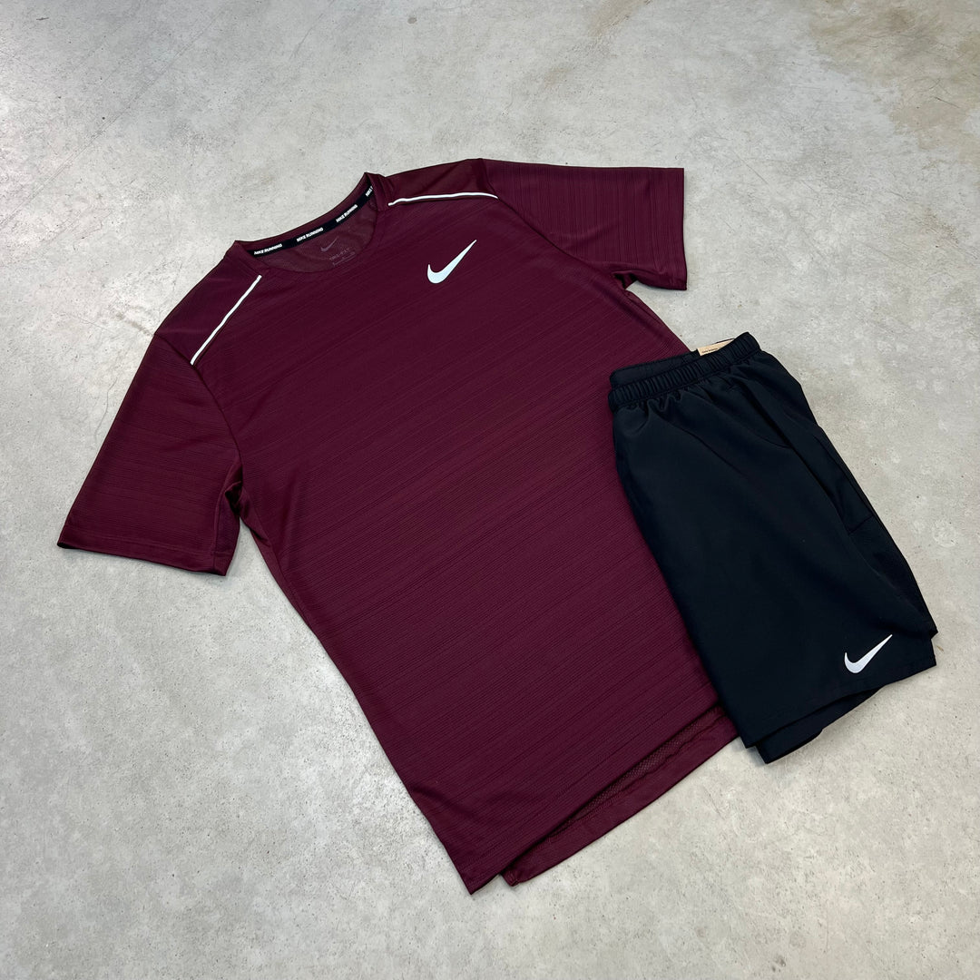 Nike Miler Short Set Bordeaux Black