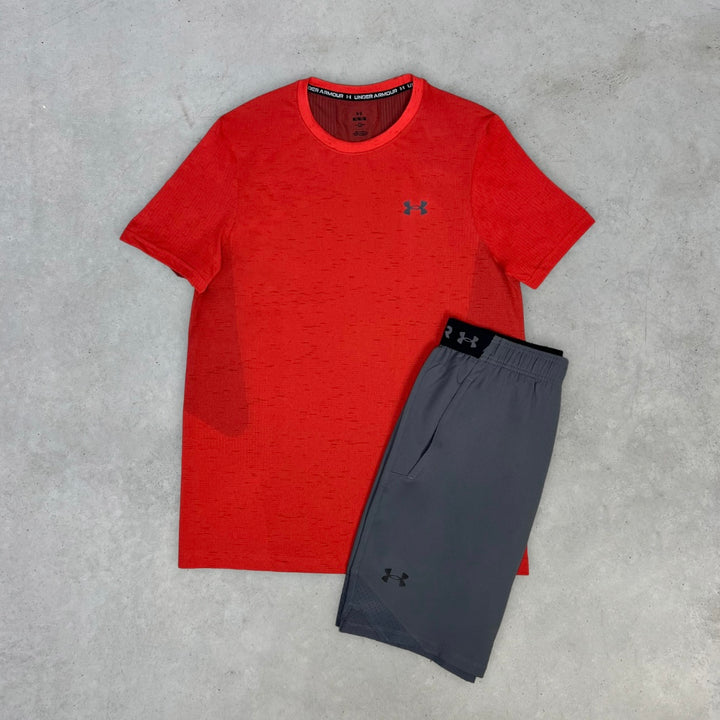 Under Armour Seamless Short Set Red Grey