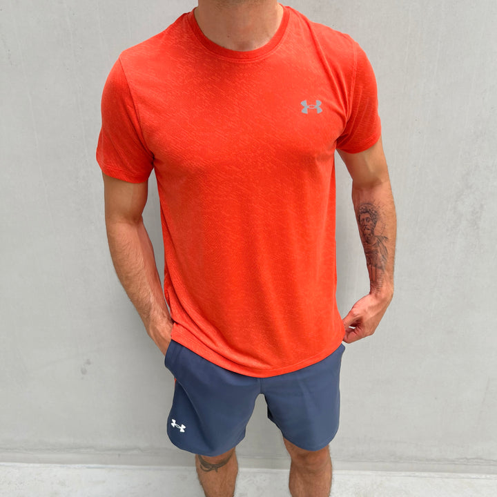 Under Armour Launch Short Set Orange Downpour Gray