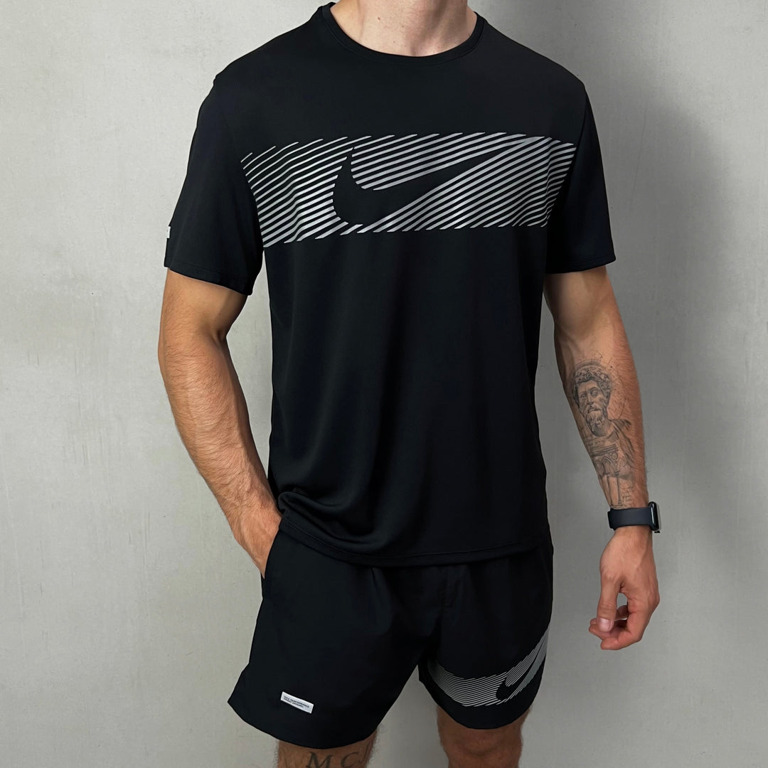 Nike Miler Flash Reflective Short Set Black