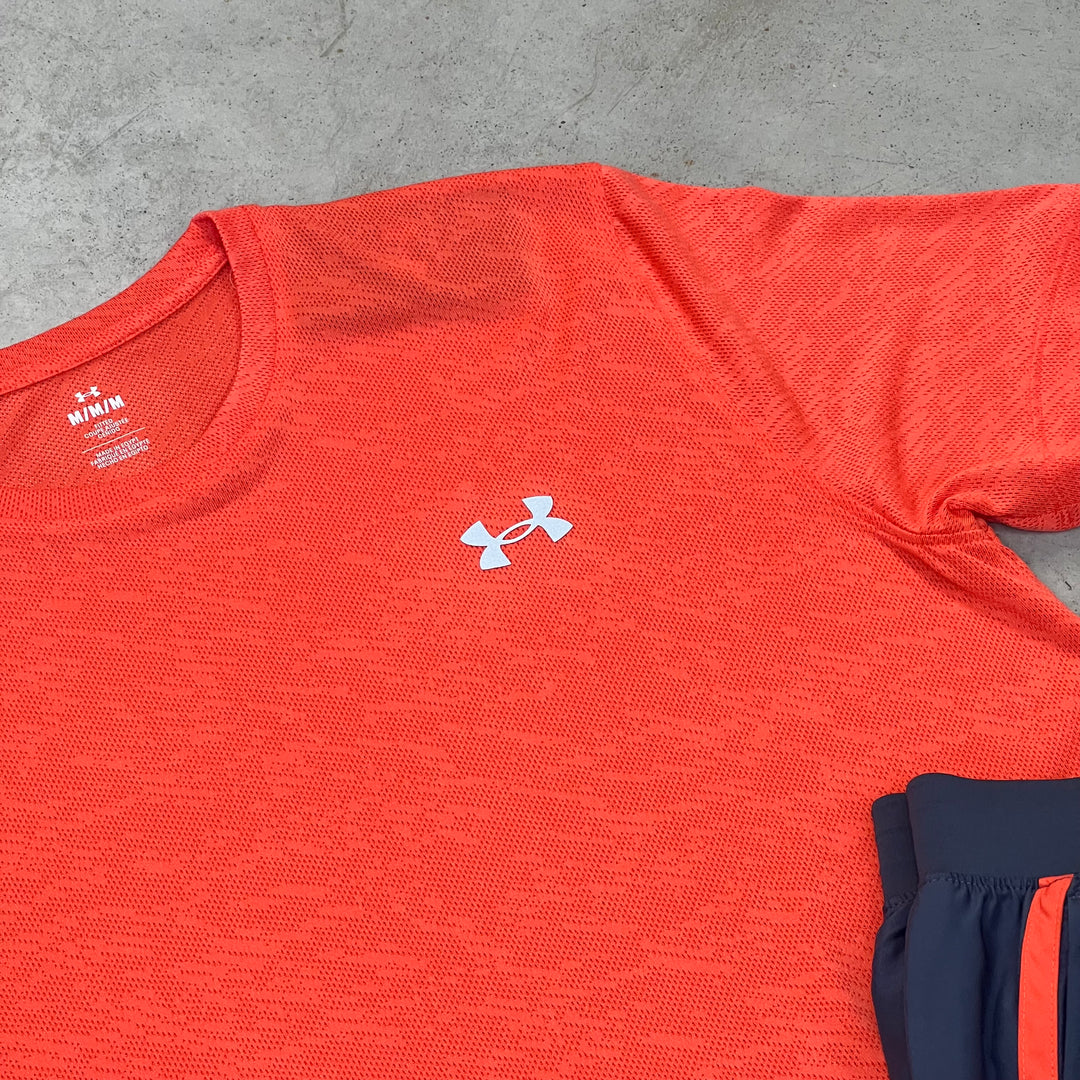 Under Armour Launch Short Set Orange Downpour Gray